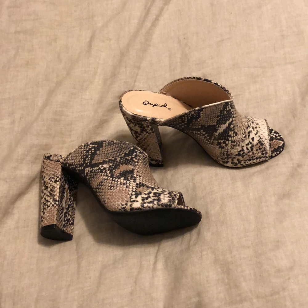 Qupid Snakeskin Heels